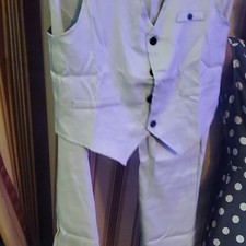 Boys White Vest Pants Suit Set Solid Pant Suit Formal Wedding 2 Piece Outfit