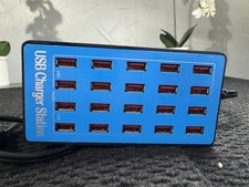 Multi 20 Port USB Charging Station Hub Desktop Wall Cell Phone Charger Organizer