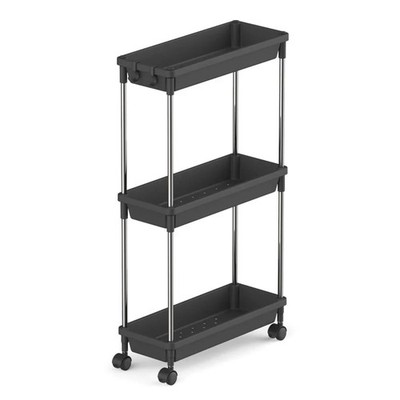 3 Ebenen Rollwagen Schwarz Küche Bad Utility Organizer Extra-Schlank Lifewit