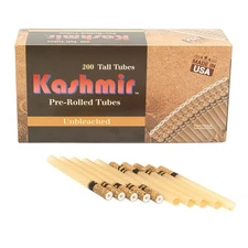 Kashmir Cigarette Unbleached 100mm Sized Star Filter Tall RYO Tubes 200 CT