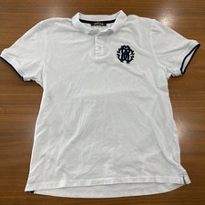 ROBERTO CAVALLI Polo White Blue embroidered Monogram Crest Men  s Large