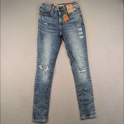 Levis 721 Damenjeans W28 L30 hellblau hoher Bund Skinny Used-Look neu mit Etikett