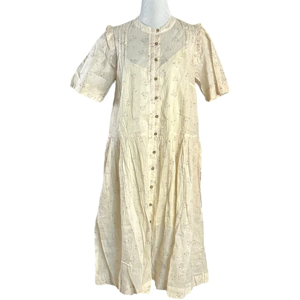 Free People Dainty Ethereal Cottage Bella Mae Midi Dress Vanilla Floral Size XL - Image 4 of 4