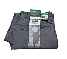 Marc New York Mens Commuter Pants Gray 38x32 Slim Fit 4-Way Stretch