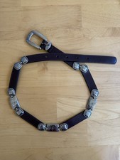Vintage Western Concho Style Belt Brown Leather Silver Tone Southwestern Small