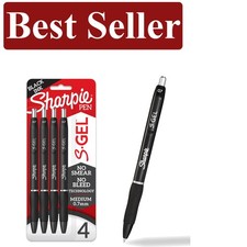 4 Count S-Gel 0.7mm Black Ink Gel Pens - Perfect for Journaling  Note-Taking