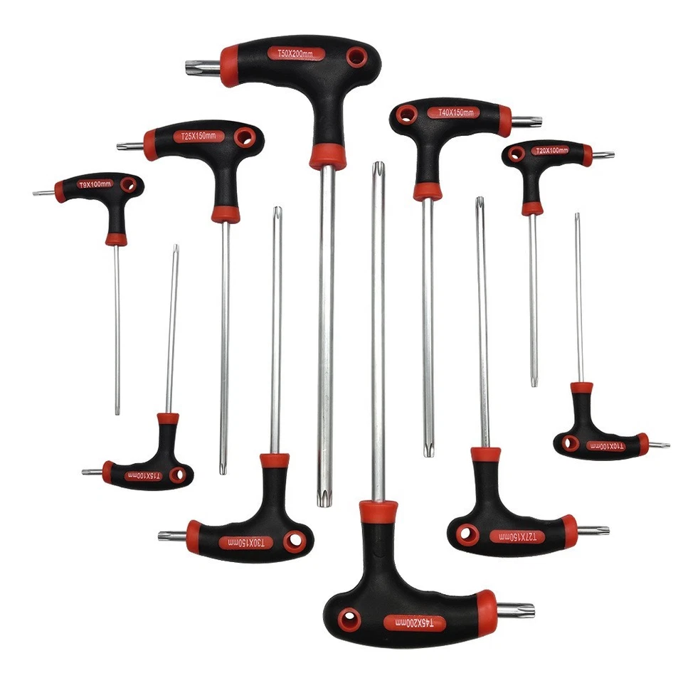 10x T Handle Wrench Set Torx Star Key 2 Drive Ends Auto Bike Repair Tool T9-T50 - Image 4 of 4