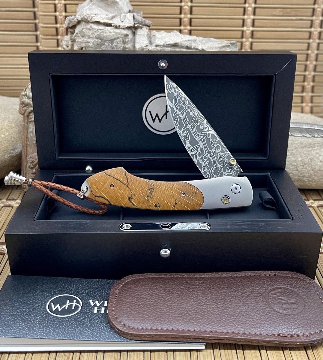 William Henry Orange Spalted Beech Wood Intrepid Damascus B12