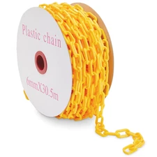 Stockroom plus Yellow Plastic Chain Links - 1.5-Inch X 100-Foot - Plastic Safety