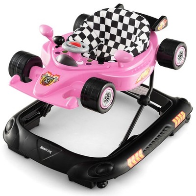 4-in-1 Foldable Baby Walker w/ 3-Level Adjustable Height Detachable Music Tray