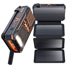 4 Panel Solar Power Bank Pack 36800mAh Battery Fast Charger For Phone Camping