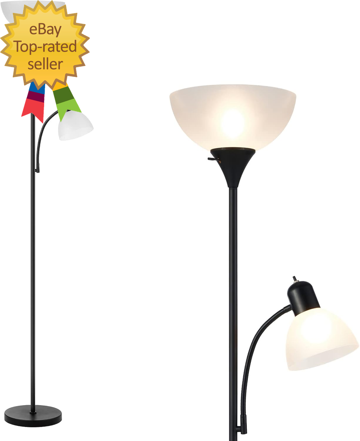 68-Inch Dual Head Floor Lamp with Adjustable Reading Light for Living Room or Office  -image