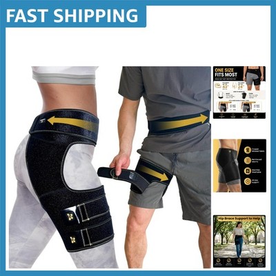 Breathable Adjustable Hip Compression Brace for Active Adults, One Size Fits All