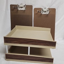 Vtg Eldon File Paper Holder 1960’s 2-Tier 13½"× 10½" 2 Clip Boards Made In USA