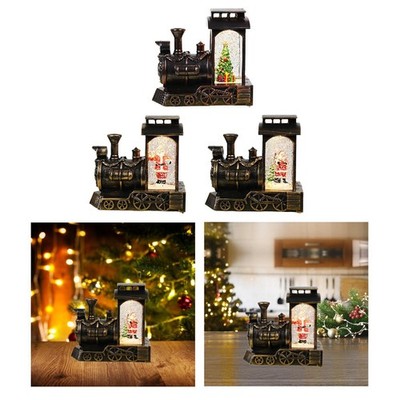 Beleuchtete Weihnachts Schneekugel festlich Schneekugel Lichter Zug Statue Tisch