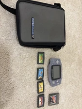 Nintendo Game Boy Advance Glacier AGB-001 with Games and Case Tested and Working