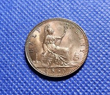 1860 Halfpenny Victoria British Bronze Coin Beaded Border