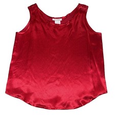 Vintage Lauren Silky Tank Top Cami Size Large Slippery Satin Shirt Made In USA