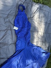 Royal Blue Formal Evening Gown Floor Length with Rhinestone Size 4 Gorgeous New