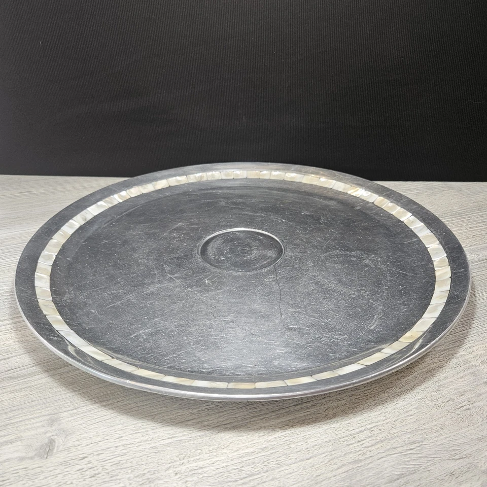 Toalla Platero Madreperla Incrustación 15" Plato Grande Boda Pastel Plato Foto 3 de 4