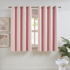 Baby Pink Curtains 45 Inch Length For Kids Room Thermal Insulated Blackout Curta
