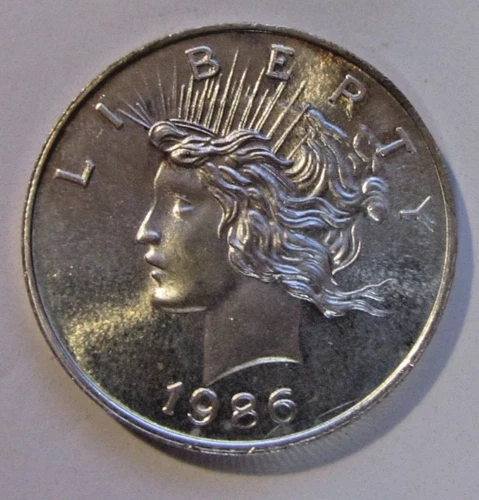 One TOz Silver Trade Unit Liberty Head 1986  .999 fine silver Eagle Obverse