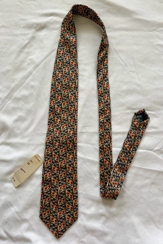 NWT Bolgheri vintage Nordstrom Silk Necktie Geometric Tulip Print Blue Red Gold - product listing photo