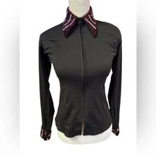 Royal Highness Equestrian Horse Show Shirt Women's XS Jeweled Zip Up