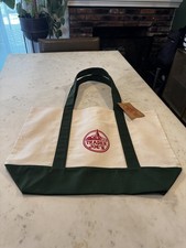 Authentic Trader Joe  s Reusable Canvas Large Tote Bag Heavy Duty Green/White