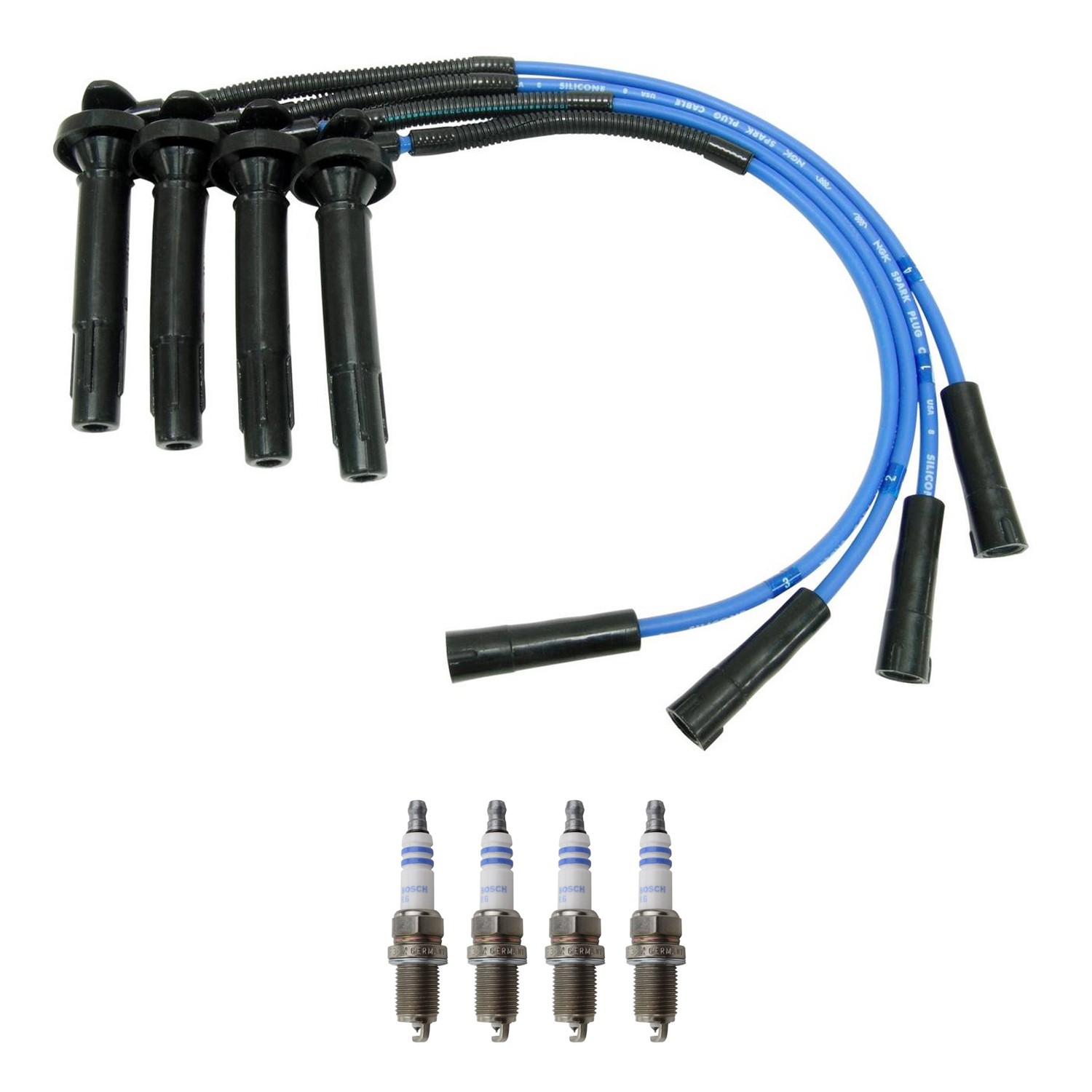 NGK Wire Set  Bosch 4 Double Platinum Spark Plugs Kit for Subaru Outback 2.5 H4