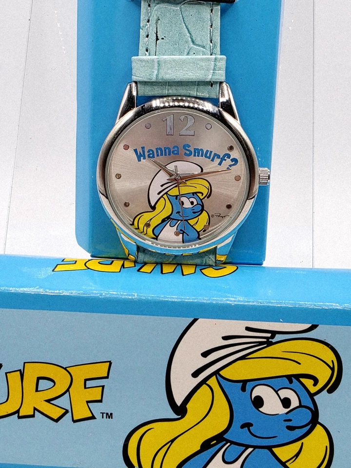 Reloj Pitufina Azul Los Pitufos Avon 2008 "¿Quieres Pitufo?" Nuevo en caja Foto 2 de 4