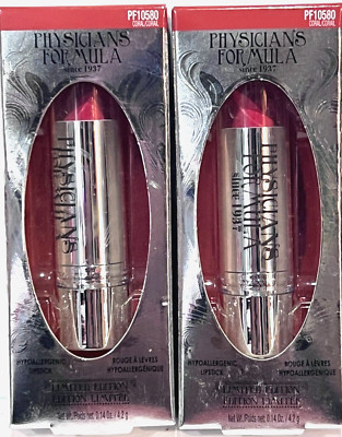 PHYSICIANS FORMULA HYPOALLERGENIC LIPSTICK PF10580 CORAL. QTY:2