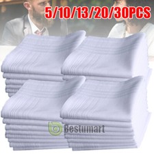 LOT White Cotton Men Handkerchiefs Hanky Pocket Square Hankie Lot Set Vintage