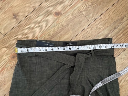 Next Asymmetric Flow Tie Belted Bohemian Tailored Skirt Olive Green Uk 10 New - Picture 9 of 10