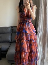 Neck Skirt, Beach Skirt, Seaside Vacation Dress, Bohemian Long Sling Vest Dress