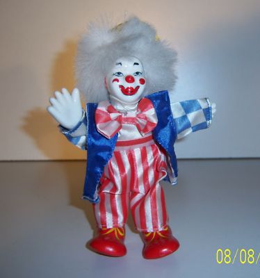Lot de 3 poupées clowns décoratives - têtes en porcelaine