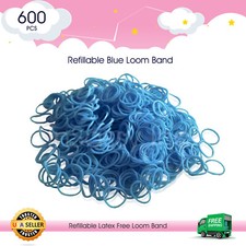 600 Refillable BLUE Rubber Loom Band For bracelet jewelry Handmade Toy DIY