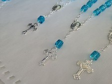 12 Pc Mini Rosary CRYSTAL /Baptism Favors/ / Recuerdos De Bautizo/ Turquoise