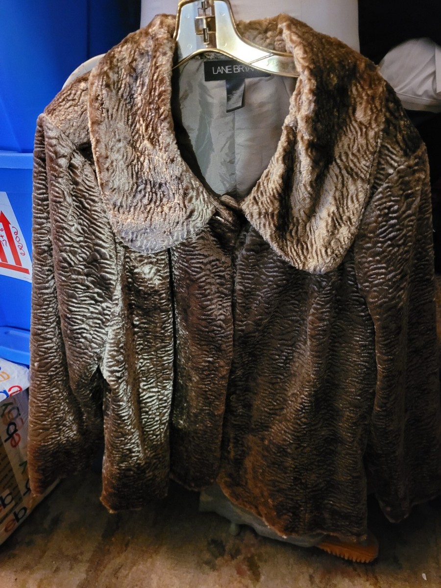 Lane Bryant short Coat Jacket Tan Faux Fur swing 26/28 Women's