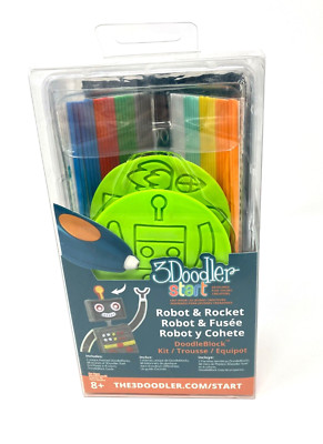 New 3Doodler Start Robot & Rocket DoodleBlock Kit Stencils, Guide + Refills