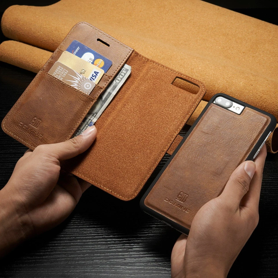 Genuine DG.MING Vintage Leather Wallet Stand Case Cover For Various Smartphones - Image 2 of 4