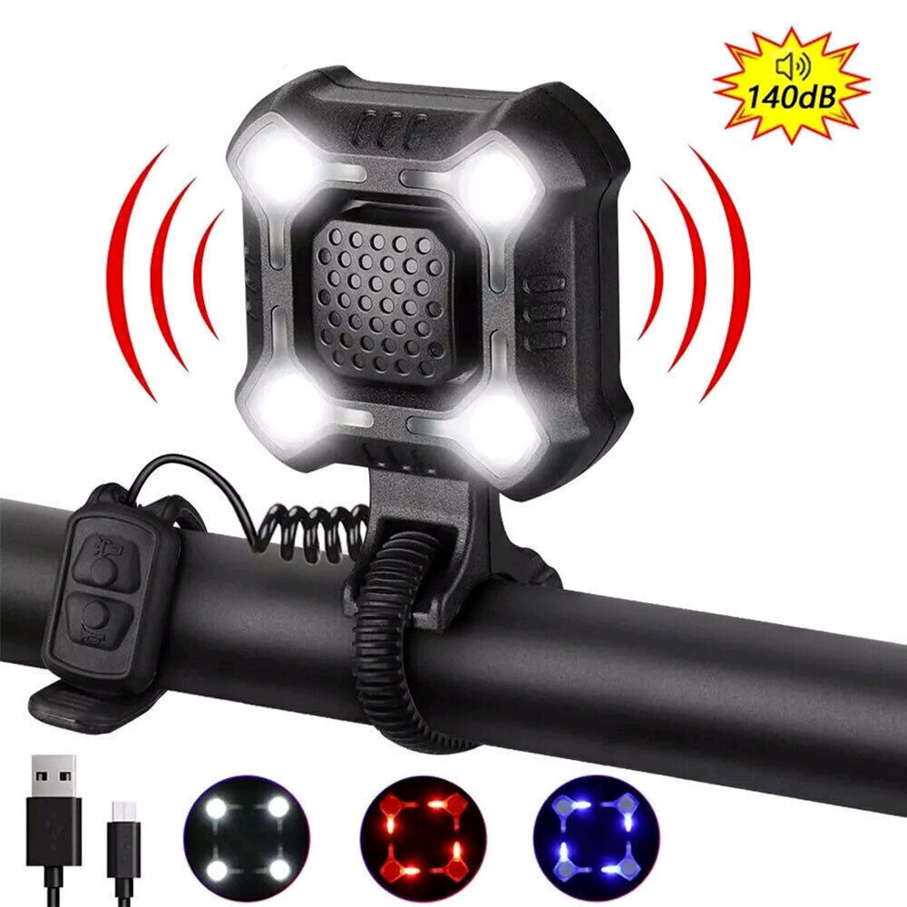 140dB Electric Horn Alarm with Bicycle Light Headlight Waterproof