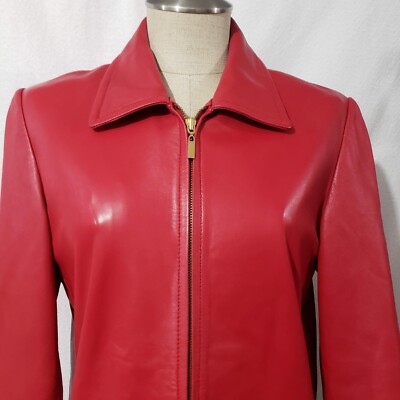 LNR By La Nouvelle Renaissance Red Leather Zip Jacket M | eBay