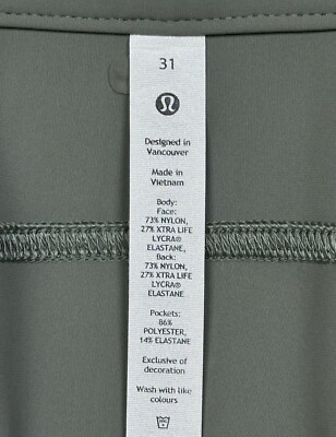 Lululemon City Sleek Slim-Fit HR Pant 30” L Waist Size 31 Grey
