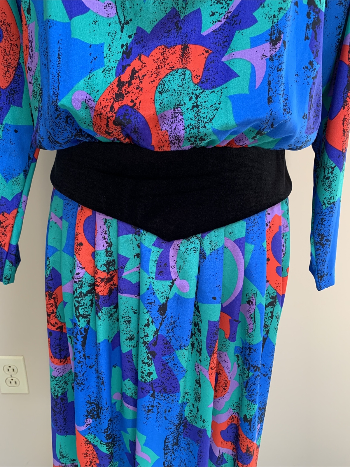Vintage Malia Abstract Dress Bold Colors 1990’s Pocke… Gem