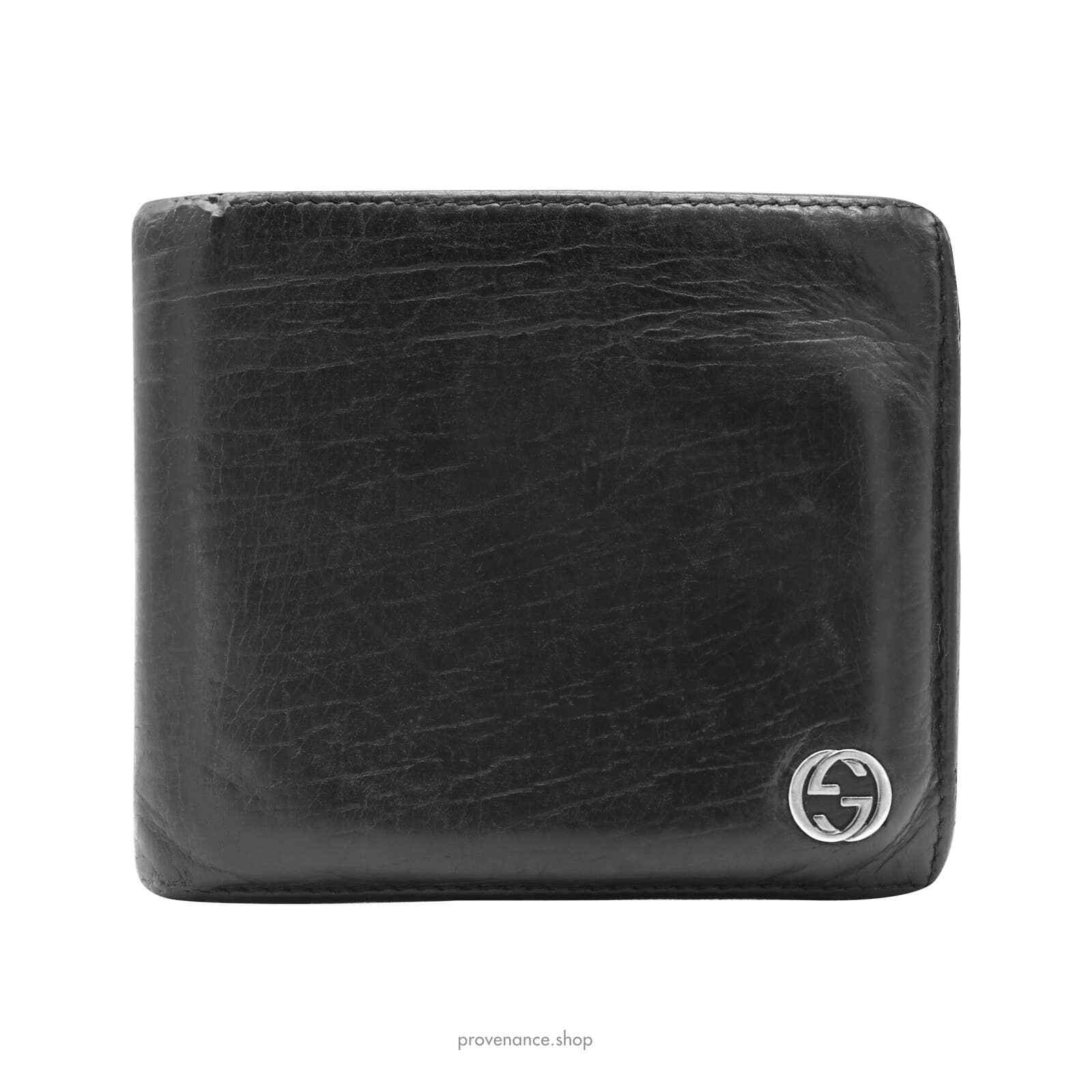 Gucci GG Logo Bifold Wallet Black Leather Gem gucci-gg-logo-bifold-wallet-black-leather-gem