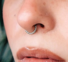 16G Steel Front Pyramid Cut Hinged Segment Clicker Tragus Helix Nose Septum Ring