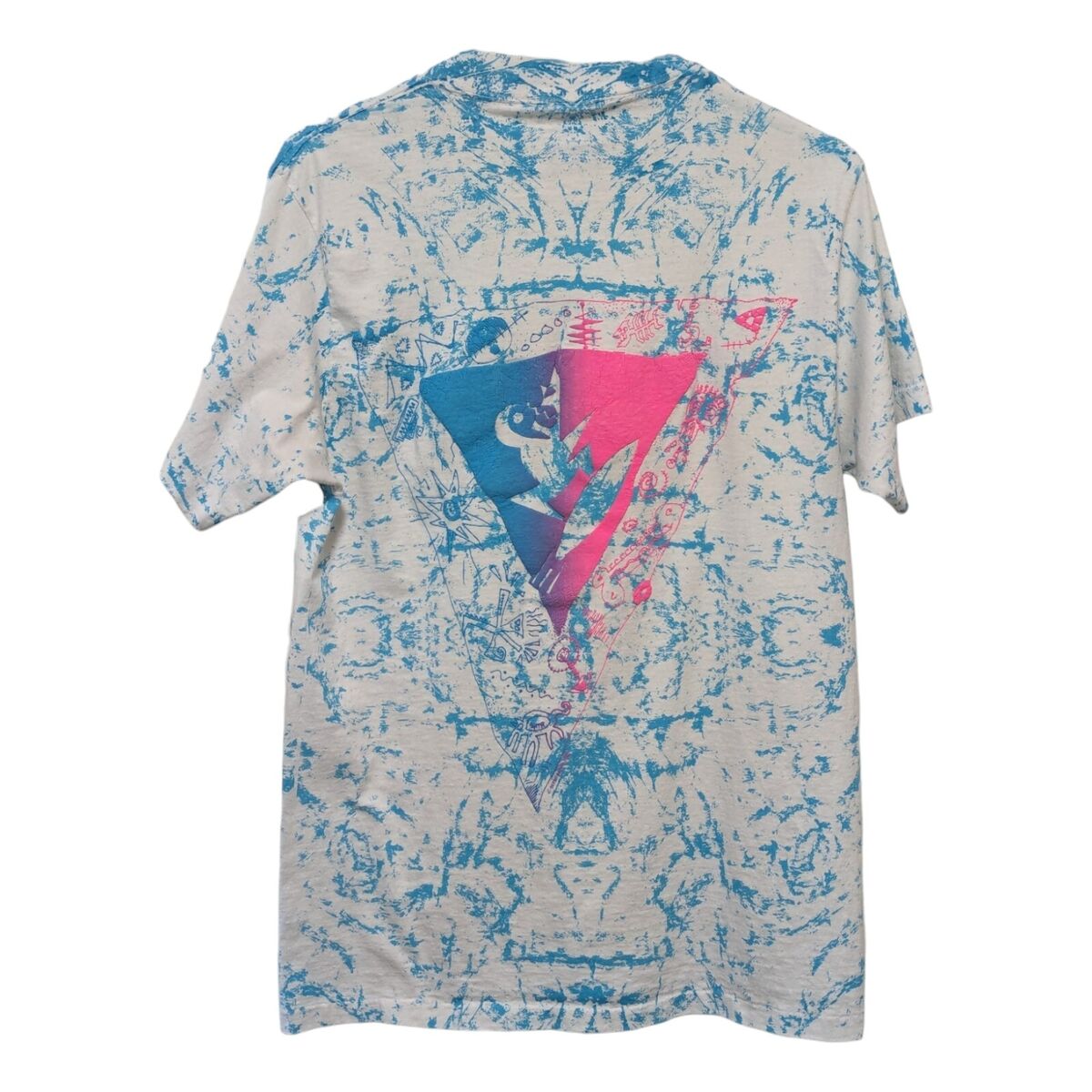 OP 90s VTG Radical Print Teal Blue Pink T-shirt Mens Medium OP 90s VTG Radical Print Teal Blue Pink T-shirt Mens Medium
