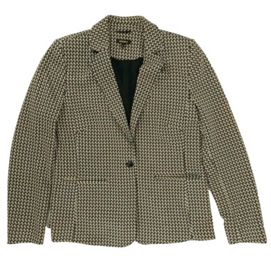 More & More Damen Blazer Gr. 42 Schwarz Weiß Beige Hahnentritt Optik