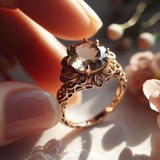 Smoky Quartz ROUND 9X9MM 925 SILVER RING,All Ring Size Available